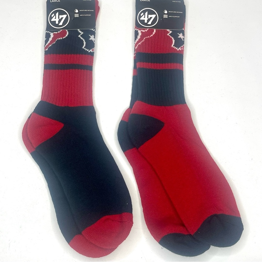 2 Pairs of NFL Houston Texans athletic crew socks